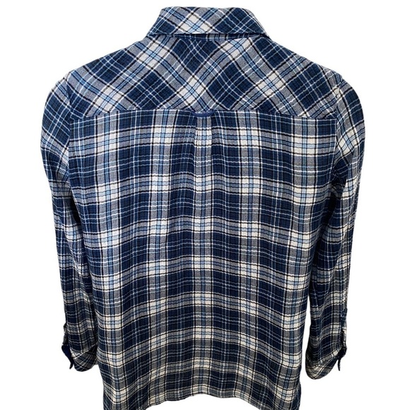 KUT FROM THE KLOTH Blue Plaid Long Sleeve Top Shirt Women SP Petite Small - Picture 3 of 5